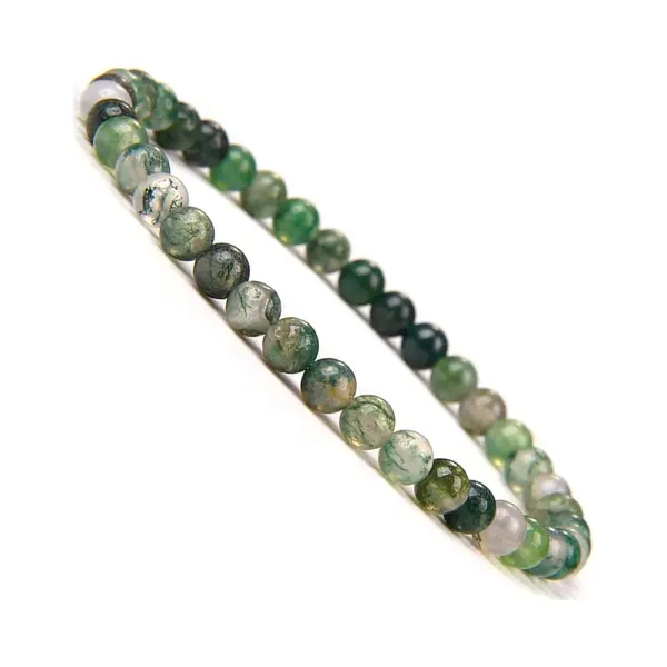 Bixorp Gems Mos Agaat Edelstenen Armband 4mm - Edelsteen Kralenarmband - Spiritueel Cadeau - 20cm thumbnail