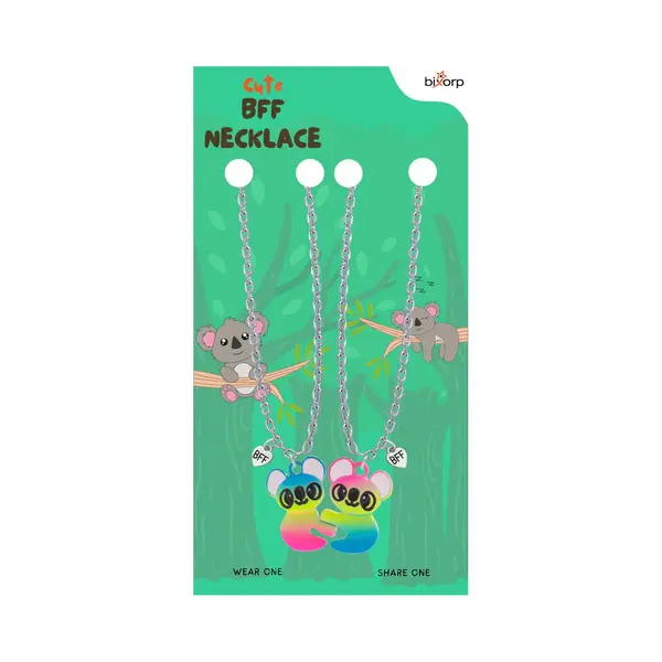 Bixorp Friends Bff Ketting Voor 2 Met Cute Koala - Magnetische Vriendschapsketting - Cadeau Voor Beste Vrienden - Zilverkleurig Met Dubbele Hangers! - thumbnail