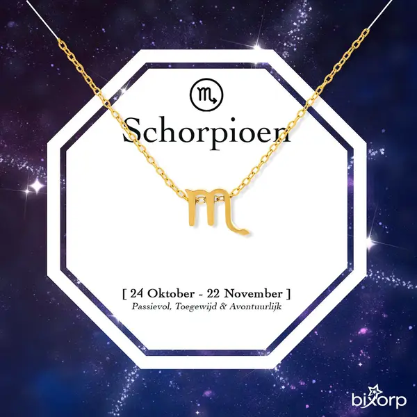 Bixorp Stars Sterrenbeeld Ketting Schorpioen / Scorpio - Stainless Steel Met Goud Verguld - 45cm Ketting Met Zodiac Hanger - Inclusief Cadeau thumbnail