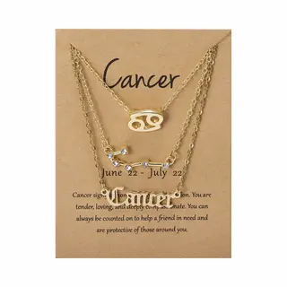 Bixorp Stars Set Van 3 Kreeft / Cancer Kettingen - Goudkleurige Ketting Op Cadeau Kaartje - Sterrenbeeld / Zodiac Sieraden Set