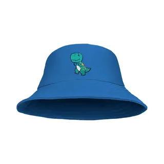 Bucket Hat - Vissershoedje - Hoedje - Kinderen - Dino - Dinosaurus - 4 T/m 7 Jaar - 52 Cm - Blauw