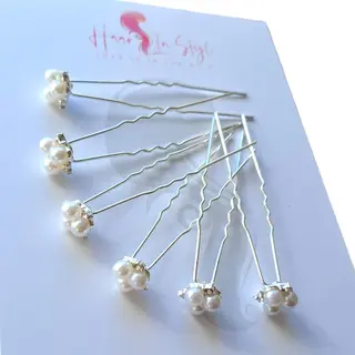 Haar In Stijl® Lulu Serie - Set Van 6 Parel 3-bloem Haarpinnen Zilver - Haaraccessoires Voor Feest Bruiloft Verloving Bruidsmode