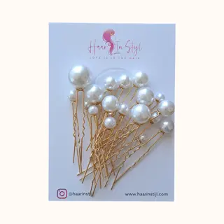 Haar In Stijl® Lulu Serie - Set Van 18 Gouden Haarpinnen Met Parels In Verschillende Formaten | Haarversiering Haaraccessoires Voor Dames Vrouwen
