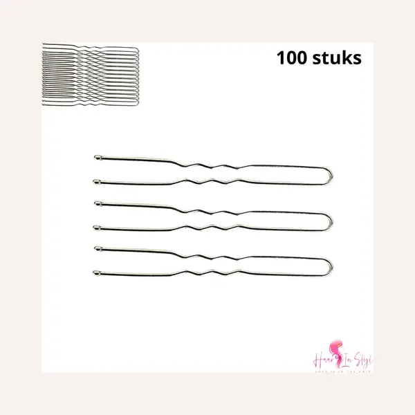 Haar In Stijl® U Pins Zilver - 100 Zilveren Haarpinnen - Haardotspelden Insteekspelden Haarspelden - Kapper Haartools - Haaraccessoires Voor Dames thumbnail