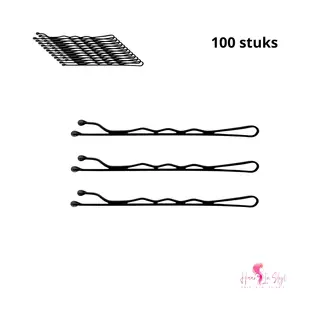 Haar In Stijl® | Bobby Pins Zwart | 100 Schuifspelden | Haarpin Haarschuifje Haarspeld Schuifspeld | Haaraccessoires Haarstyling Kappers Tool