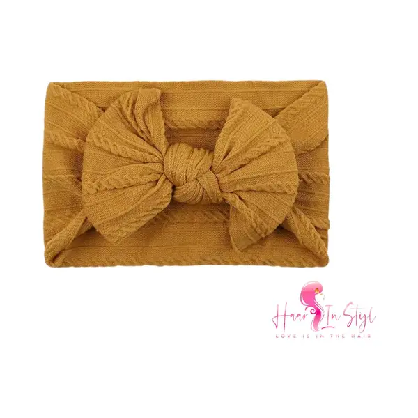Haar In Stijl® Haarband Heidi Mosterd Geel - Brede En Zachte Baby Haarband Met Een Geknoopte Strik Haaraccessoires Voor Meisjes Kinderen thumbnail