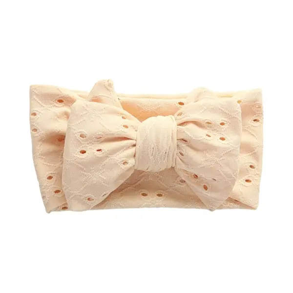 Haar In Stijl® Haarband Heather Donker Crème - Brede En Zachte Baby Haarband Met Een Strik - Haarband Voor Pasgeborenen Newborns thumbnail