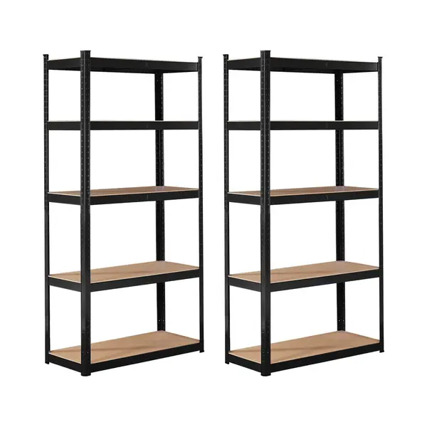 Brasq Stellingkast Zwart Set Van 2 - Metalen Opbergrek - Voorraadkast - Wandkast - Magazijnstelling 180x90x40 - 5 Lagen - 175 Kg Per Plank - Max 875 thumbnail