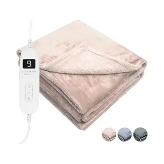Staus&Bach Elektrische Deken 3XL - 2 Persoons Bovendeken - Dubbelzijdig Fleece Sherpa Warmtedeken - Champagne Roze - 180x160 Cm PowerNap