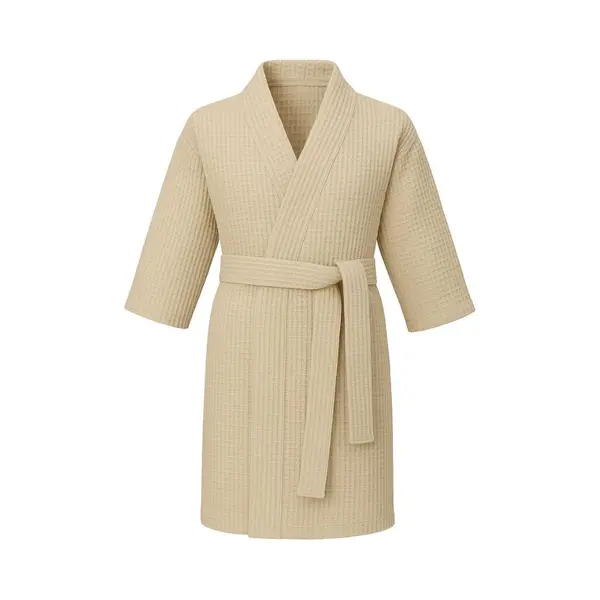 Comvie Wafel Kimono Badjas - 100% Wafelkatoen - Lichtbeige-l/xl thumbnail