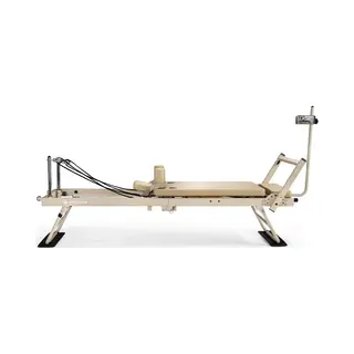Mewave© Pilates Reformer Pro – Inklapbaar & Verstelbaar – Voor Thuis & Studio – Met Telefoonhouder & App Met Pilates Workouts – Beige
