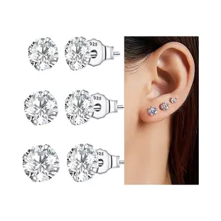 Romystones - Oorbellen Set 3 Paar - Sieraden Zilver - 925 Sterling - Vrouwen - Romystones