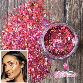 GetGlitterBaby® - Biologische / Biologisch Afbreekbare Oud Roze Chunky Festival Glitters Voor Lichaam En Gezicht / Biodegradable Face Body Jewels -