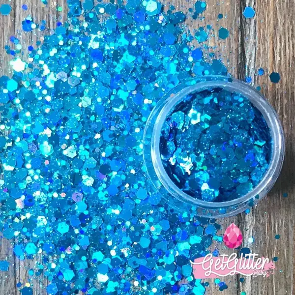 GetGlitterBaby® - Biologische / Biologisch Afbreekbare Blauwe Chunky Festival Glitters Voor Lichaam En Gezicht / Biodegradable Face Body Jewels / Gel thumbnail