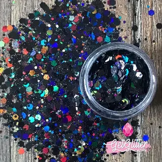 GetGlitterBaby® - Biologische / Biologisch Afbreekbare Zwarte Chunky Festival Glitters Voor Lichaam En Gezicht / Biodegradable Face Body Jewels -