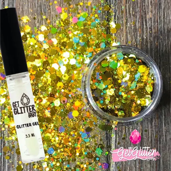 GetGlitterBaby® - Biologische / Biologisch Afbreekbare Gouden Chunky Festival Glitters Voor Lichaam En Gezicht Jewels / Biodegradable Face Body thumbnail