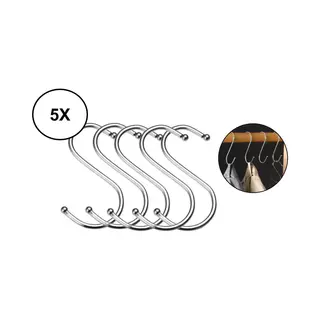 Pd® - Ophanghaken - 5 Stuks - S Haken - S Haak - 18KG Belastbaar - 10cm - Metaal