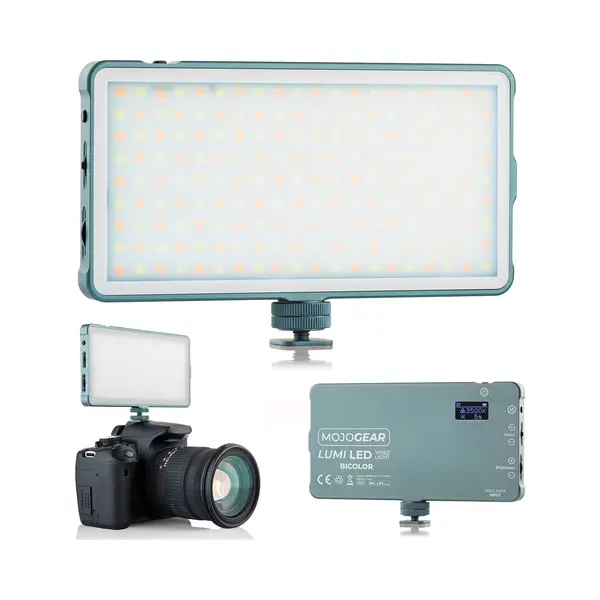 Mojogear Lumi Bicolor Led-lamp Medium - 12 Watt - Stevig Metaal - 4.000 MAh Batterij - Wit/geel Licht - Krachtige Lamp Voor Camera / Studio / Video - thumbnail