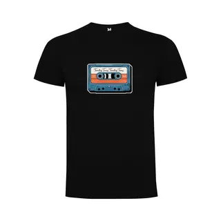 Zwart T-Shirt Met “Kleurrijke Timeless Tunes Timeless Times - Casetteband – Jaren 80 – Good Vibes – Muziek “ Print Full Color Maat 4XL