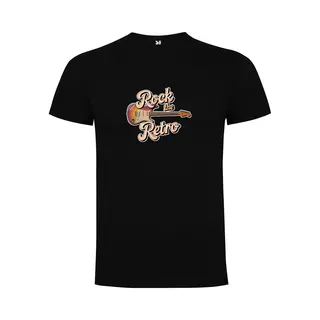 Zwart T-Shirt Met “Kleurrijke Rock The Retro - Gitaar – Jaren 80 – Good Vibes – Muziek “ Print Full Color Maat 3XL