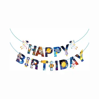 Q2P Ruimte Space Astronauten Versiering Happy Birthday Slinger Kinderfeestje Verjaardag Versiering Slingers Vlaggenlijn