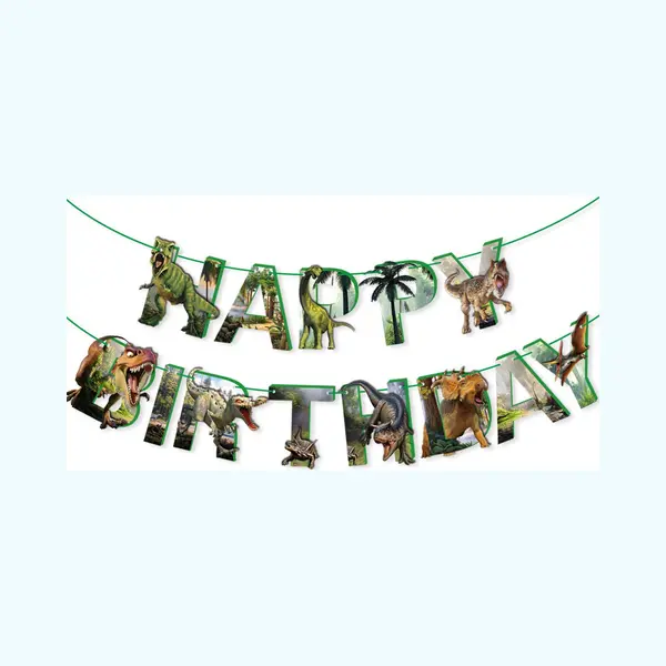 Q2P Dino Versiering Dinosaurus Slingers Happy Birthday Slinger Kinderfeestje Verjaardag Versiering Verjaardag Decoratie thumbnail