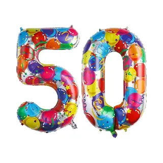 Q2P Cijfer Ballonnen Ballon Cijfer 50 Verjaardag Versiering Feest Helium Ballonnen Cijferballon Folieballon Kleur Xl Formaat