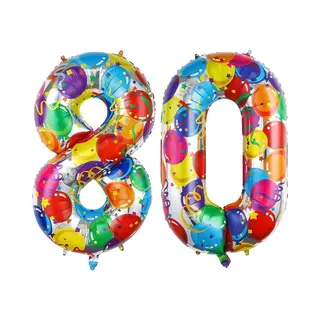 Q2P Cijfer Ballonnen Ballon Cijfer 80 Verjaardag Versiering Feest Helium Ballonnen Cijferballon Folieballon Kleur Xl Formaat