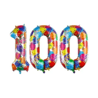 Q2P Cijfer Ballonnen Ballon Cijfer 100 Verjaardag Versiering Feest Helium Ballonnen Cijferballon Folieballon Kleur Xl