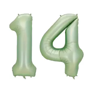 Q2P Cijfer Ballonnen Ballon Cijfer 14 Verjaardag Versiering Feest Helium Ballonnen Cijferballon Folieballon Groen Xl Formaat
