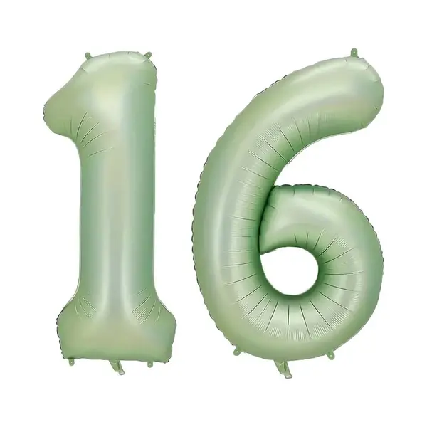 Q2P Cijfer Ballonnen Ballon Cijfer 16 Verjaardag Versiering Feest Helium Ballonnen Cijferballon Folieballon Groen Xl Formaat thumbnail