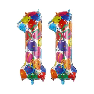 Q2P Cijfer Ballonnen Ballon Cijfer 11 Verjaardag Versiering Feest Helium Ballonnen Cijferballon Folieballon Kleur Xl Formaat