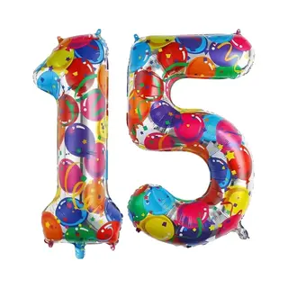 Q2P Cijfer Ballonnen Ballon Cijfer 15 Verjaardag Versiering Feest Helium Ballonnen Cijferballon Folieballon Kleur Xl Formaat