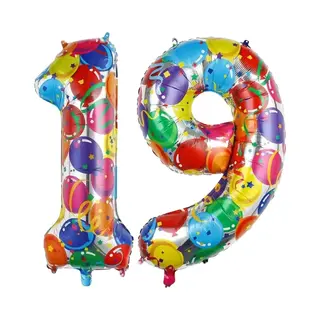 Q2P Cijfer Ballonnen Ballon Cijfer 19 Verjaardag Versiering Feest Helium Ballonnen Cijferballon Folieballon Kleur Xl Formaat