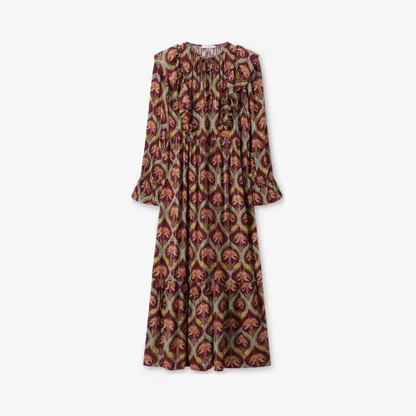 Sissy-Boy Donkerrode Maxi Jurk Met Palm Print thumbnail