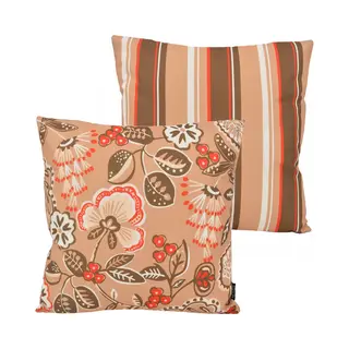 Novée Sierkussen Flower / Stripe - Beige | Outdoor / Buiten Collectie | 45 X 45 Cm | Katoen