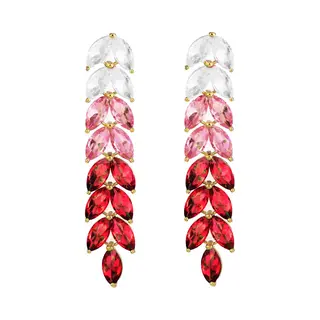 Strass Leaf Oorhangers - Rood | 6, 5 X 1, 9 Cm | Zirkonia / Bijoux | Fashion Favorite