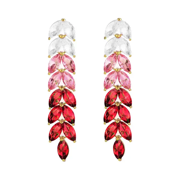 Strass Leaf Oorhangers - Rood | 6, 5 X 1, 9 Cm | Zirkonia / Bijoux | Fashion Favorite thumbnail