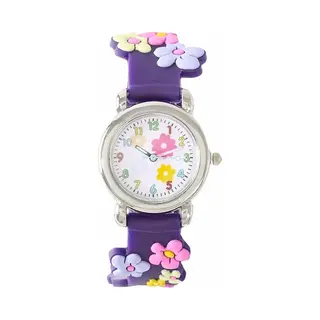 Kinderhorloge 3D Bloem - Paars | Kunststof/Plastic | Ø 28 Mm | Fashion Favorite