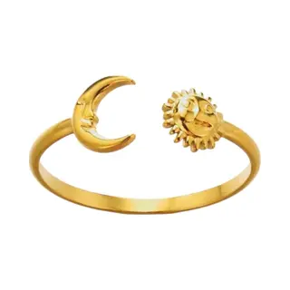 Ring - Zon/Maan Goudkleurig | Verstelbaar | Stainless Steel | Fashion Favorite