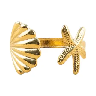 Ring - Schelp/Zeester Goudkleurig | Verstelbaar | Stainless Steel | Fashion Favorite