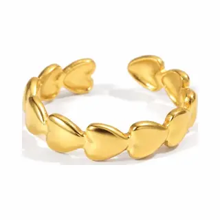 Ring - Hartje Goudkleurig | Verstelbaar - One Size | Stainless Steel | Fashion Favorite