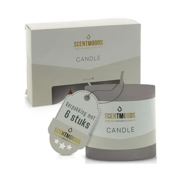 Scentmoods Rustik Stumpenkerzen Set - 6 Handgefertigte Guru Kerzen - 5x5cm Lange Brenndauer - Natürliches Pflanzenwachs Ohne Palmöl - Unparfümiert thumbnail