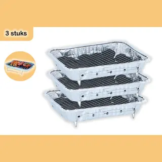 discountershop Wegwerpbarbecue 3 Stuks – Instant Bbq Met 600g Houtskool – Gebruiksklaar Voor Camping, Vakantie En Picknick