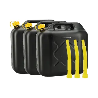 discountershop Jerrycan 20 Liter Zwart – Set Van 3 Stuks – Kunststof Jerrycans Voor Benzine & Diesel – Brandstof Jerrycan Met Schroefdop