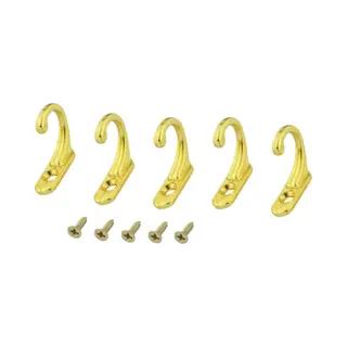 Fsw-Products - 4 Stuks - Kleine Ophanghaken Incl. Schroeven - 22x8mm - Goud - Rvs - Kapstokhaken - Sleutelhaken - Muurhaken - Wandhaken - Keukenhaken
