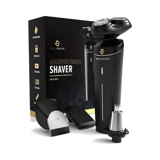 Wellshave 4 In 1 Scheerapparaat - Elektrisch Met Trimmer&Neustrimmer - IPX6 Waterdicht - Zwart