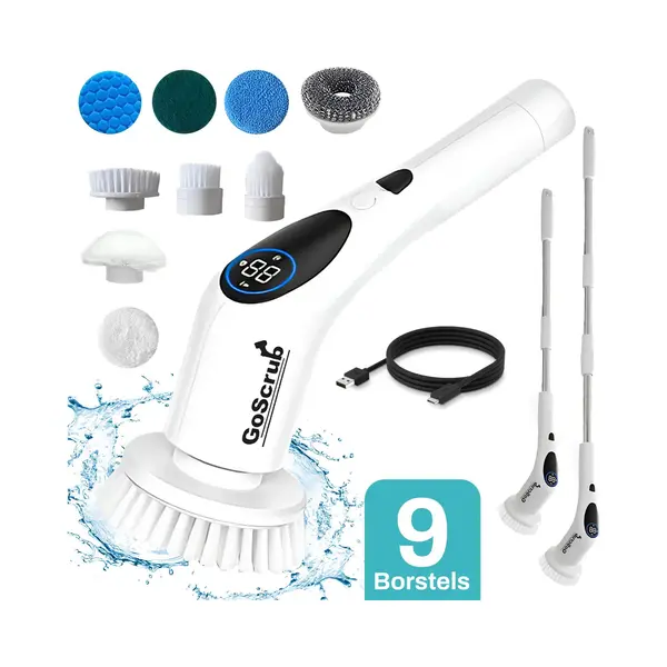GoScrub® Cleaning King V2 - Elektrische Schoonmaakborstel – Elektrische Schrobber - Schrobborstel – Voor Badkamer Of Keuken – Schrobber Met thumbnail