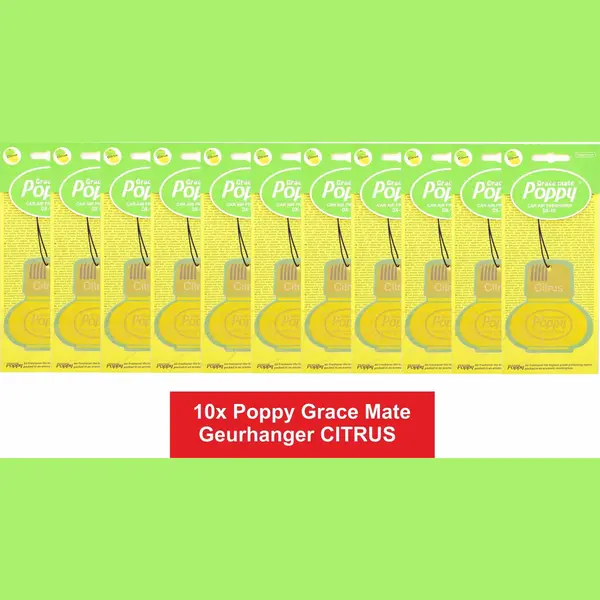 Poppy Grace Mate® Poppy Grace Mate Geurhanger "Citrus" Voordeel Verpakking 10 Stuks thumbnail