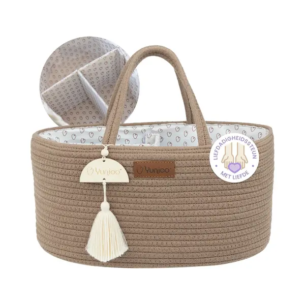 Yunioo Nappy Caddy Organiser, Baby Caddy, Portable Diaper Changing Bag, Nursery Storage Basket With Sturdy Handles, Removable Dividers, Ideal For Baby thumbnail